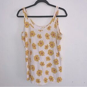 No Boundaries Daisy Tank Top Stretchy Scoop Neck Sunflower XXL 19 Juniors Used
